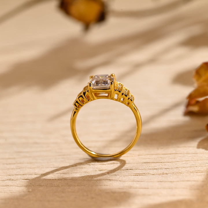 1.0ct-2.0ct Emerald Cut Lab Grown Diamond Vintage Cluster Engagement Ring