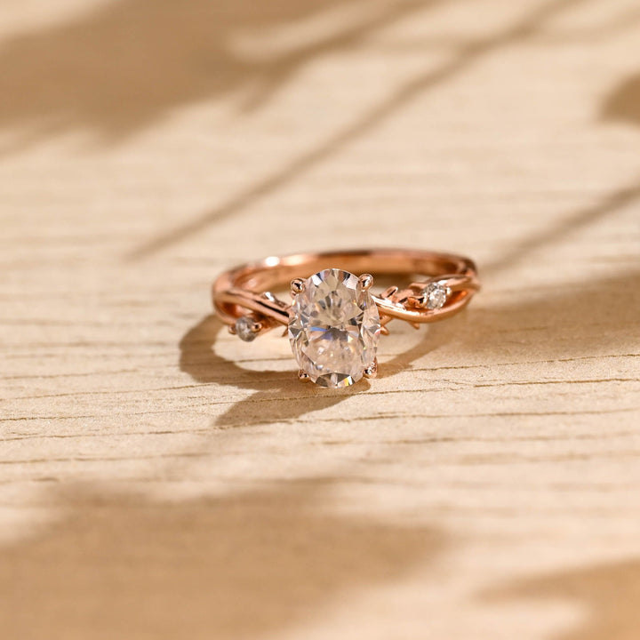 2.0ct-3.0ct Oval Cut Lab Grown Diamond Twig Engagement Ring