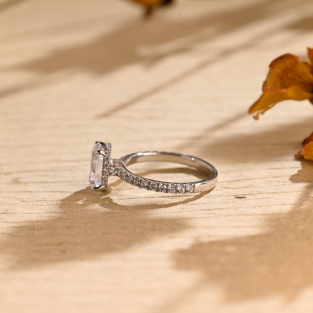 1.50ct-2.50ct Oval Cut Lab Grown Diamond Hidden Halo Engagement Ring