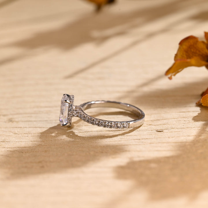 1.50ct-2.50ct Oval Cut Lab Grown Diamond Hidden Halo Engagement Ring
