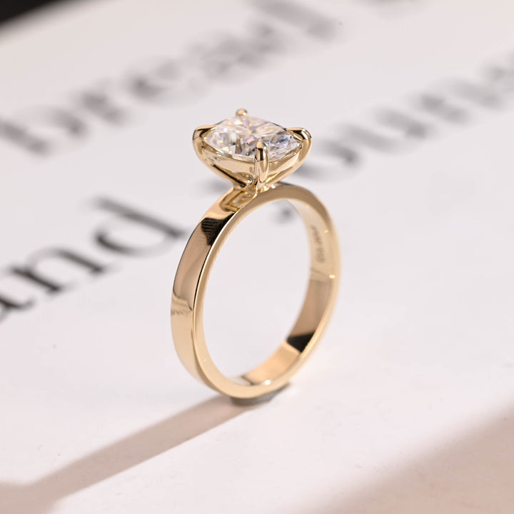 1.50ct-2.50ct Cushion Cut Lab Grown Thick Band Diamond Engagement Ring