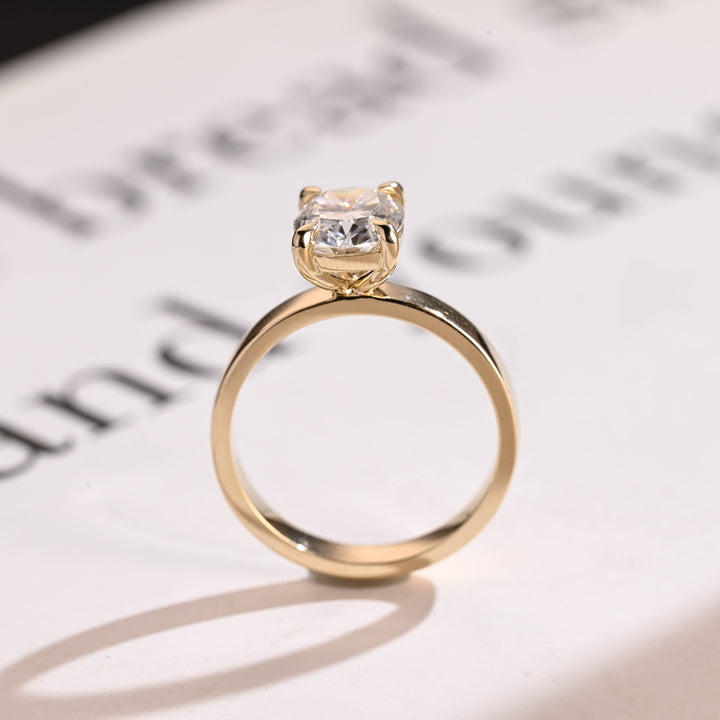 1.50ct-2.50ct Cushion Cut Lab Grown Thick Band Diamond Engagement Ring