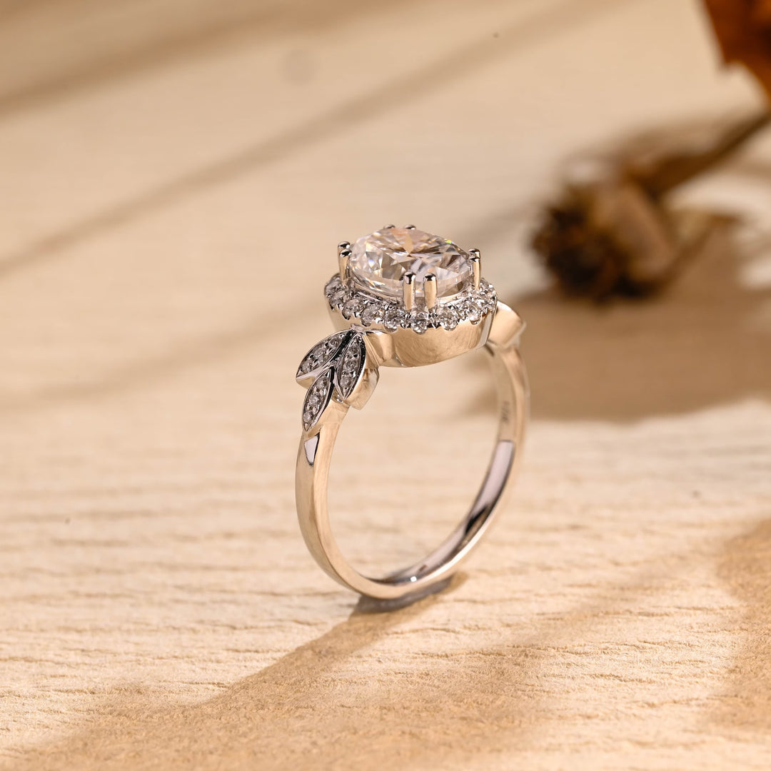 1.0ct-2.0ct Oval Cut Lab Grown Diamond Vintage Cluster Engagement Ring