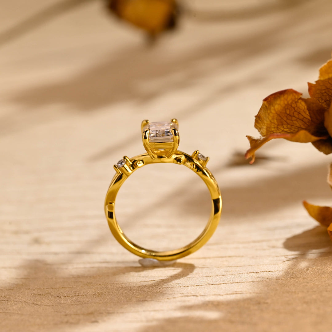 1.50ct-2.50ct Emerald Cut Lab Grown Diamond Twig Engagement Ring