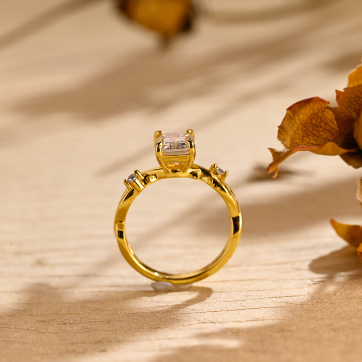 1.50ct-2.50ct Emerald Cut Lab Grown Diamond Twig Engagement Ring