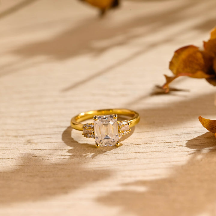 1.50ct-2.50ct Emerald Cut Lab Grown Diamond Cluster Engagement Ring