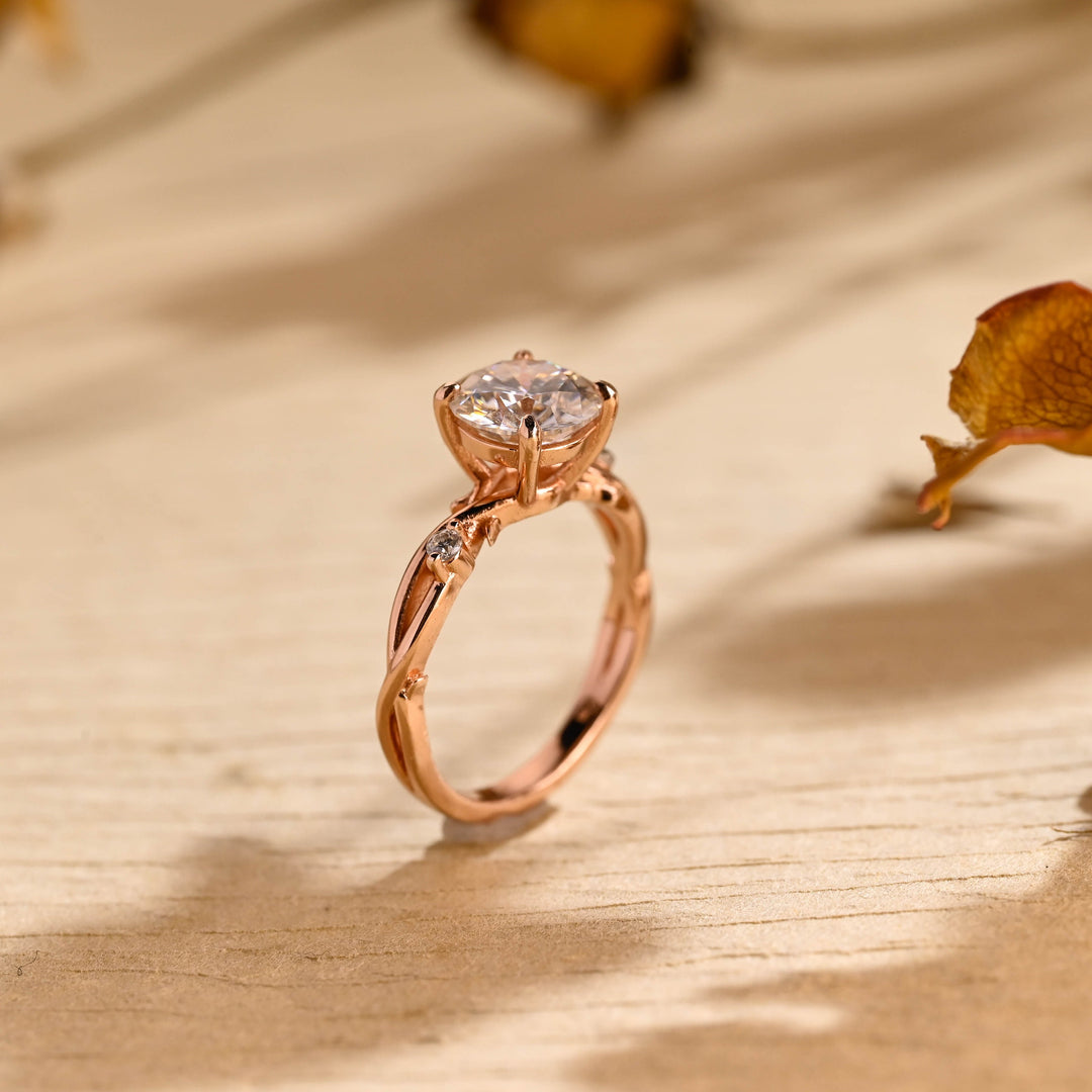 2.0ct-3.0ct Round Cut Lab Grown Diamond Twig Engagement Ring