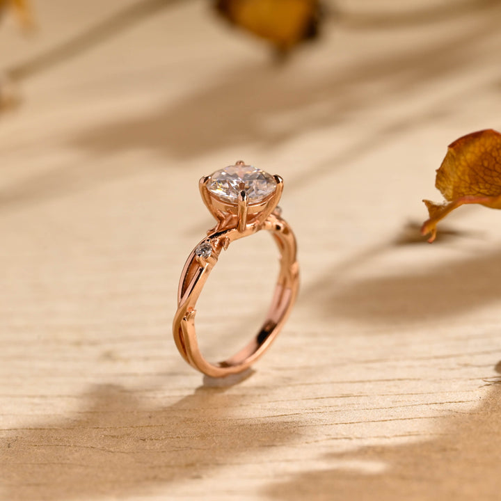 2.0ct-3.0ct Round Cut Lab Grown Diamond Twig Engagement Ring