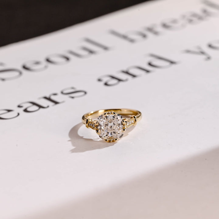 2.0ct-3.0ct Cushion Cut Lab Grown Diamond Filigree Engagement Ring