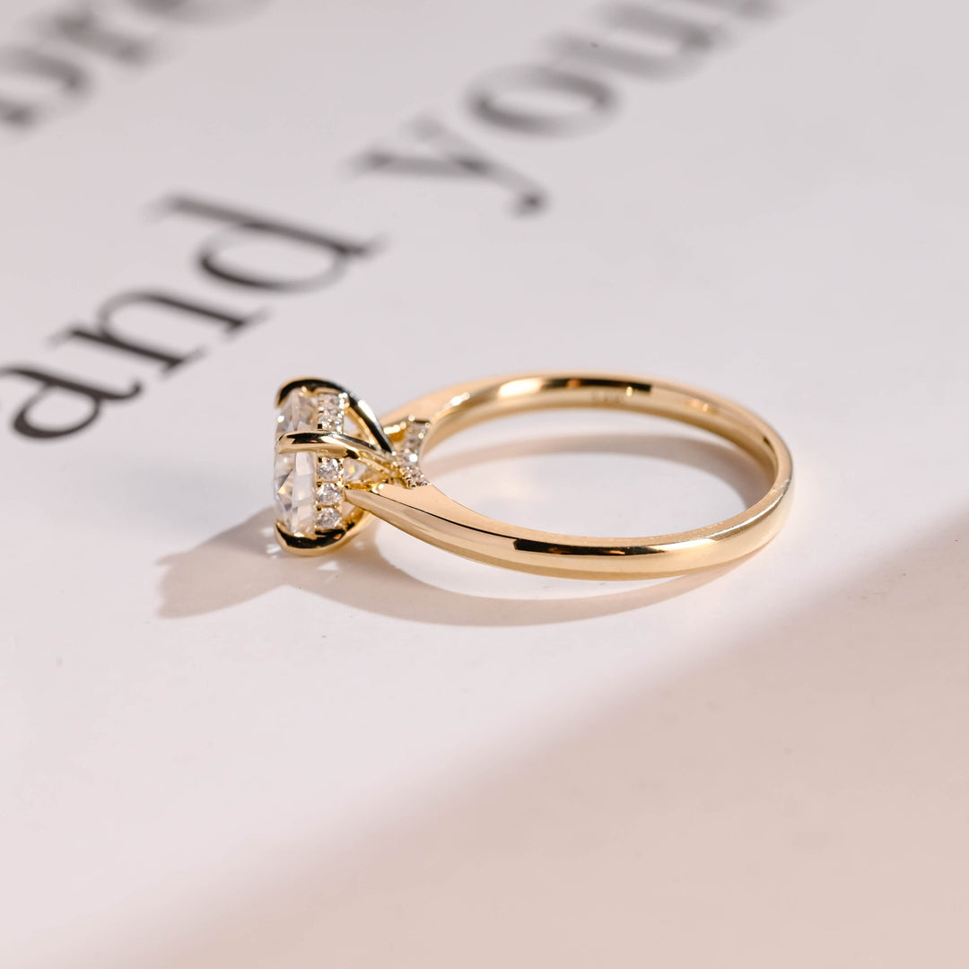 1.0ct-2.0ct Cushion Cut Lab Grown Diamond Hidden Halo Engagement Ring
