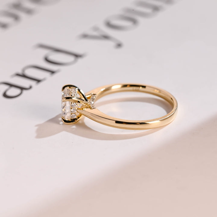 1.0ct-2.0ct Cushion Cut Lab Grown Diamond Hidden Halo Engagement Ring