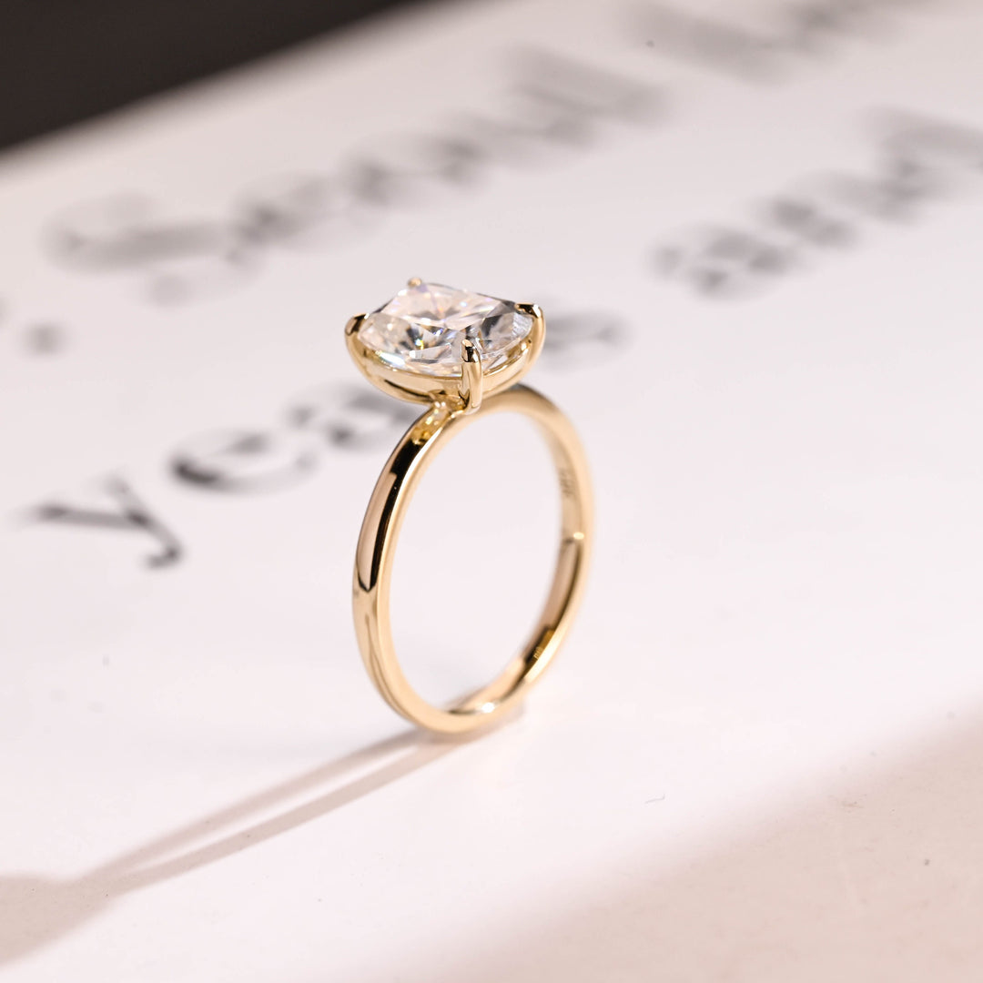 2.0ct-3.0ct Elongated Cushion Cut Lab Grown Diamond Solitaire Engagement Ring
