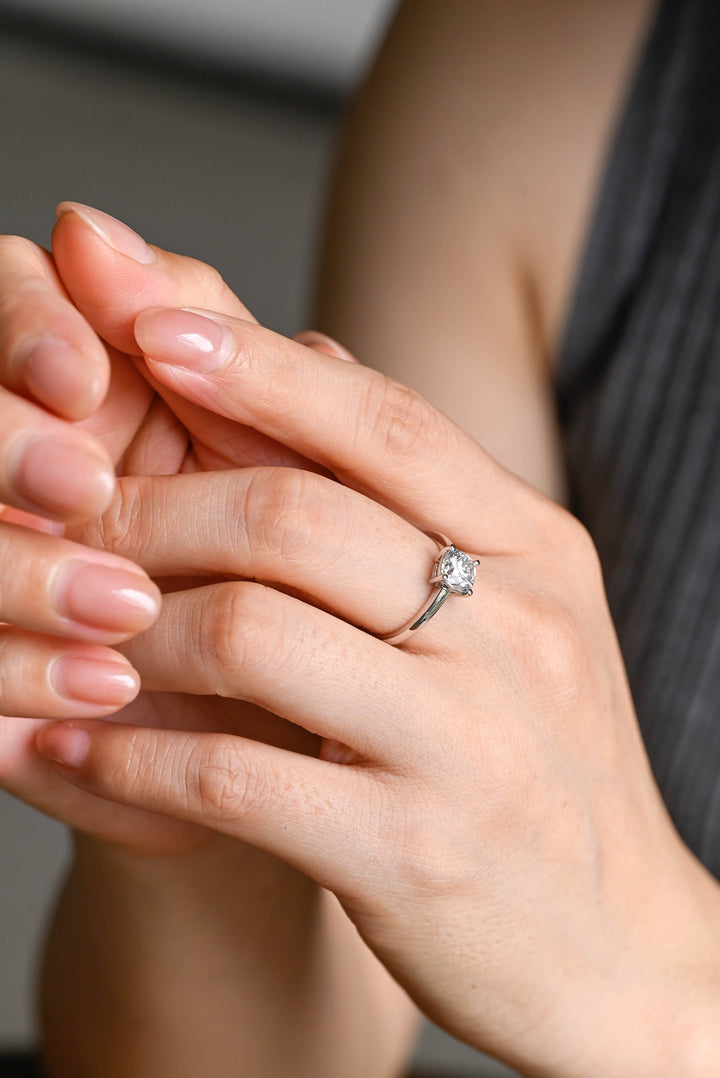 1.0ct-2.0ct Cushion Cut Lab Grown Diamond Solitaire Engagement Ring