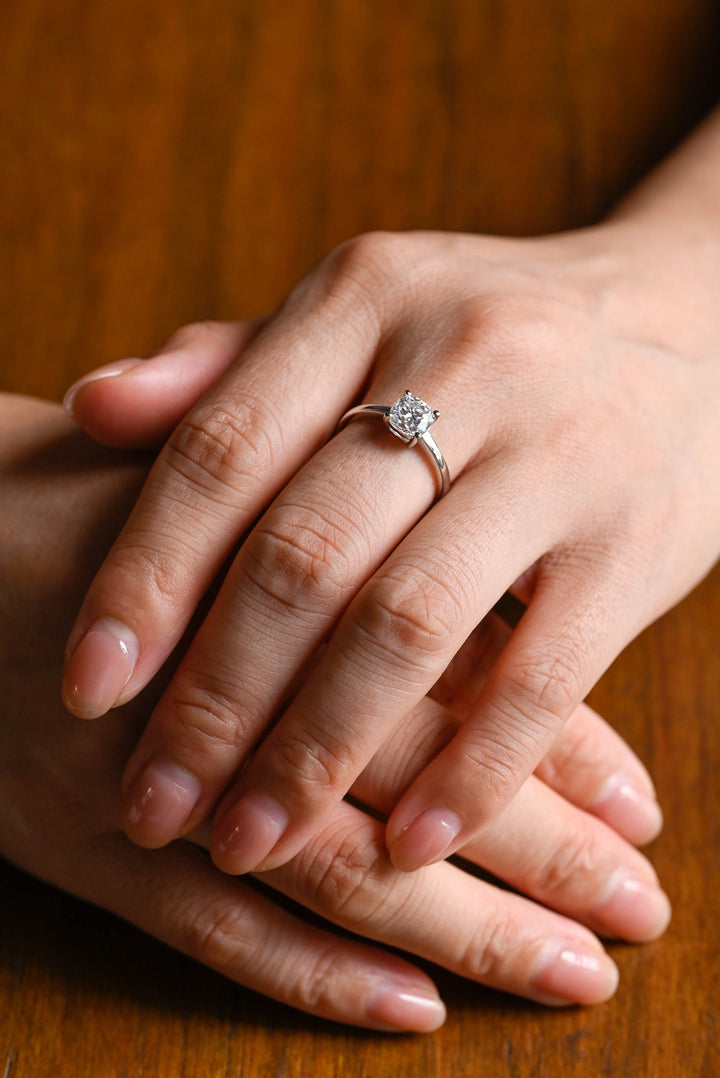 1.0ct-2.0ct Cushion Cut Lab Grown Diamond Solitaire Engagement Ring