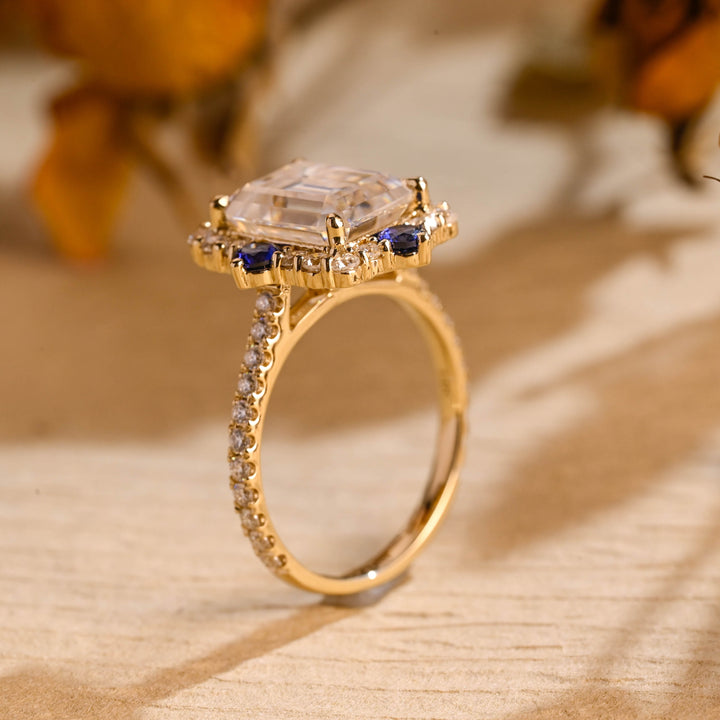 1.0ct-2.0ct Emerald Cut Lab Grown Diamond Cluster Engagement Ring