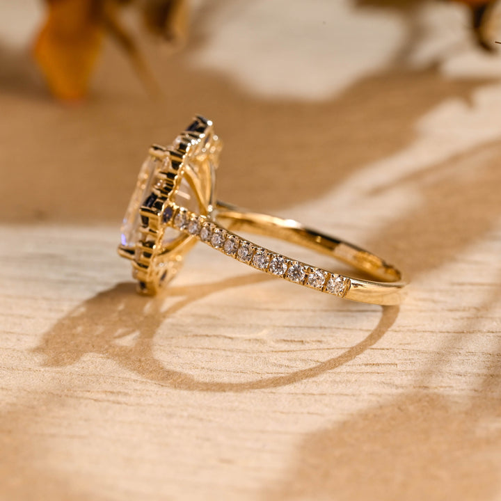 1.0ct-2.0ct Emerald Cut Lab Grown Diamond Cluster Engagement Ring