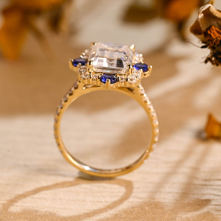 1.0ct-2.0ct Emerald Cut Lab Grown Diamond Cluster Engagement Ring