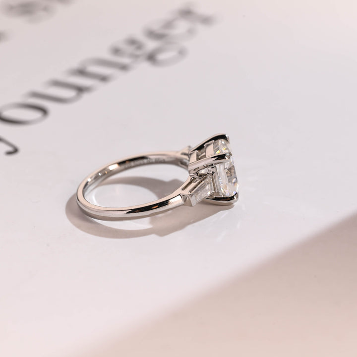 1.50ct-2.50ct Cushion Cut Lab Grown Diamond Three Stone Engagement Ring