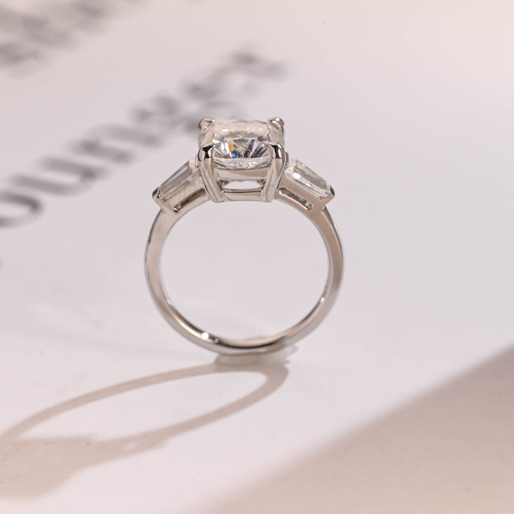 1.50ct-2.50ct Cushion Cut Lab Grown Diamond Three Stone Engagement Ring