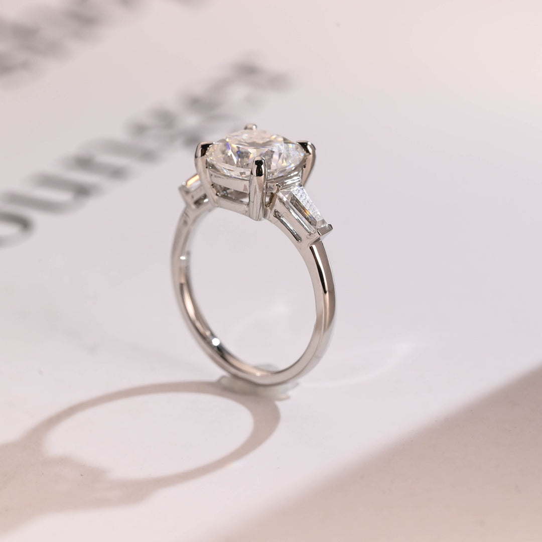1.50ct-2.50ct Cushion Cut Lab Grown Diamond Three Stone Engagement Ring