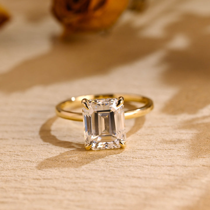 1.50ct-2.50ct Emerald Cut Lab Grown Diamond Hidden Halo Engagement Ring