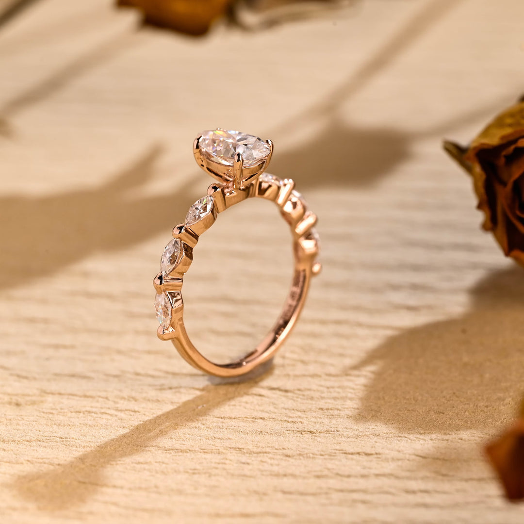 1.0ct-2.0ct Pear Cut Lab Grown Diamond Pave Engagement Ring