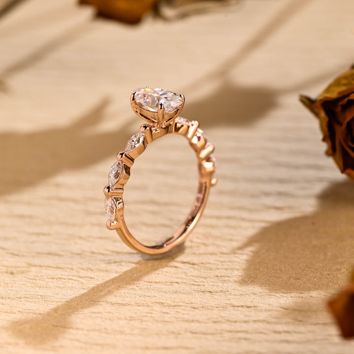 1.0ct-2.0ct Pear Cut Lab Grown Diamond Pave Engagement Ring