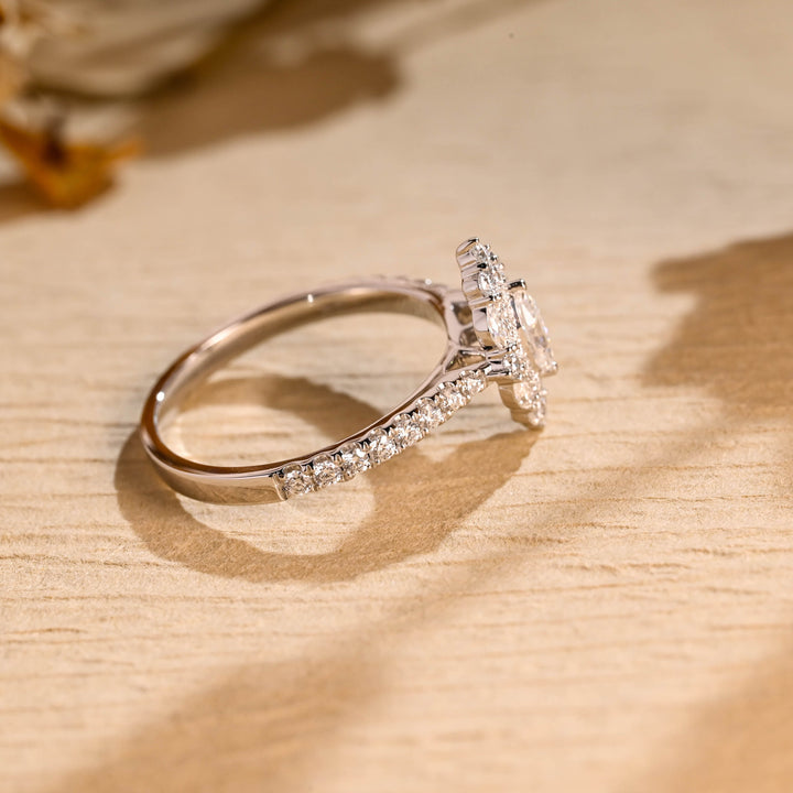 0.50ct-1.50ct Marquise Cut Lab Grown Unique Cluster Diamond Engagement Ring