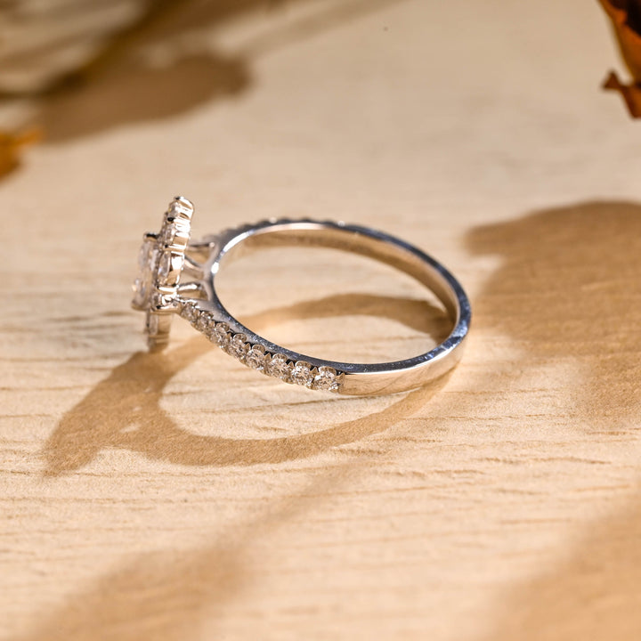 0.50ct-1.50ct Marquise Cut Lab Grown Unique Cluster Diamond Engagement Ring