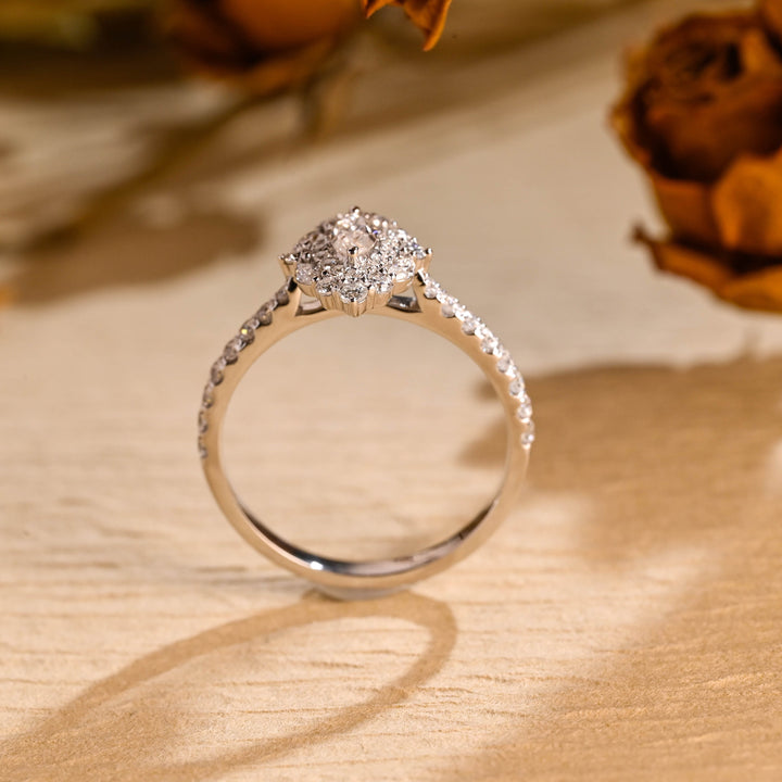 0.50ct-1.50ct Marquise Cut Lab Grown Unique Cluster Diamond Engagement Ring