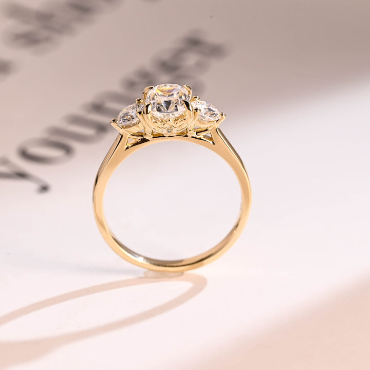 1.0ct-2.0ct Cushion Cut Lab Grown Diamond Three Stone Engagement Ring
