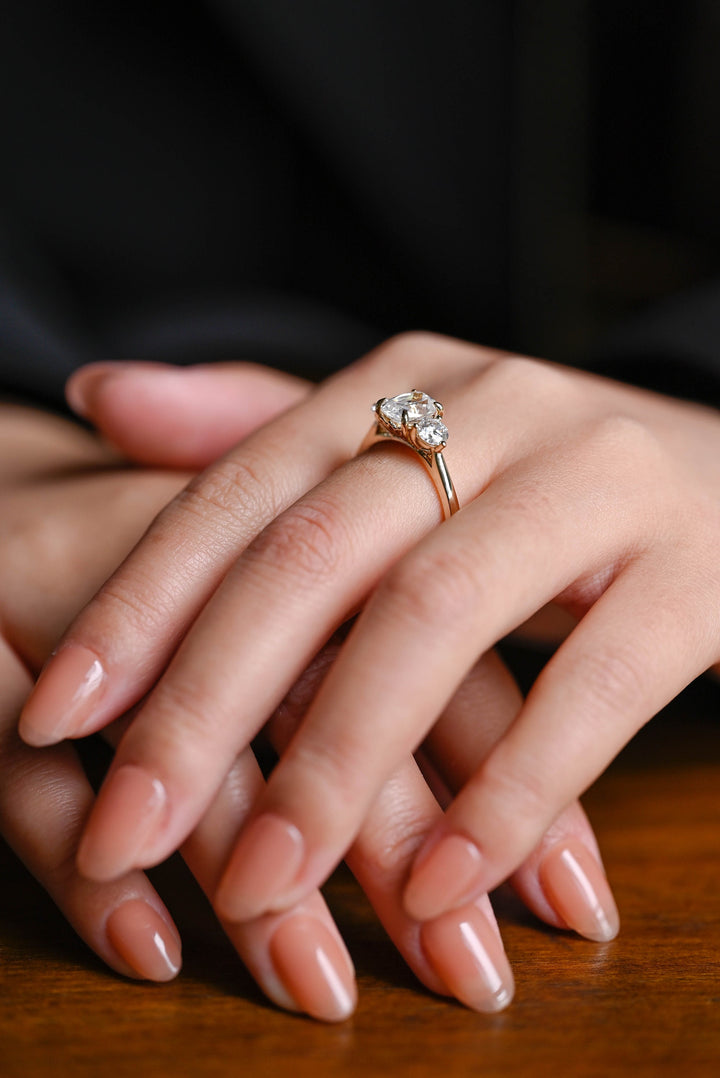 1.0ct-2.0ct Cushion Cut Lab Grown Diamond Three Stone Engagement Ring