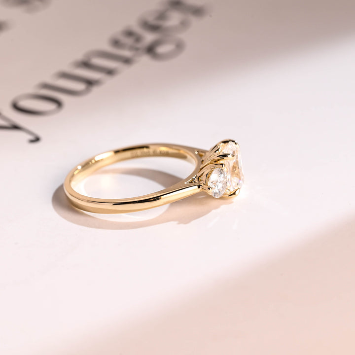 1.0ct-2.0ct Cushion Cut Lab Grown Diamond Three Stone Engagement Ring