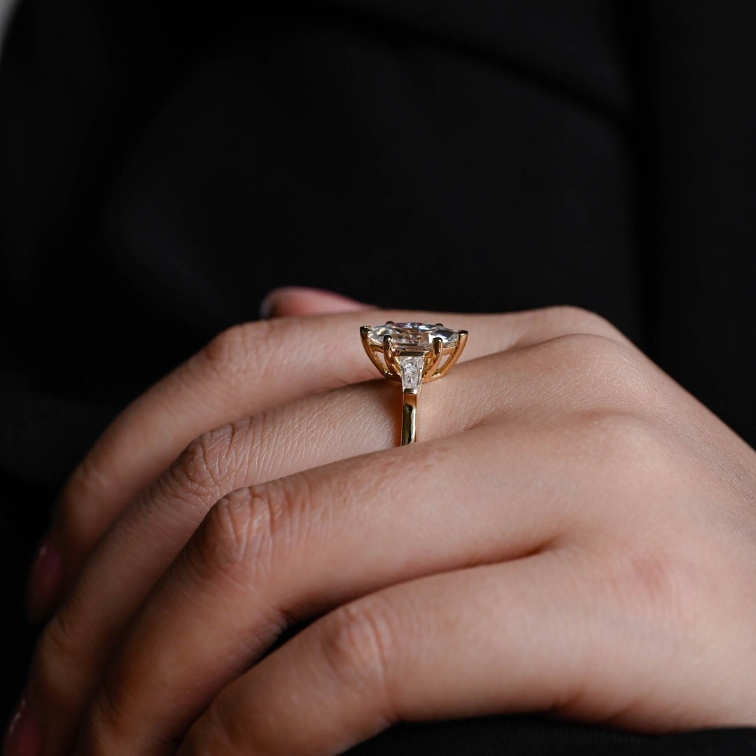 1.0ct-2.0ct Marquise Cut Lab Grown Diamond Three Stone Engagement Ring