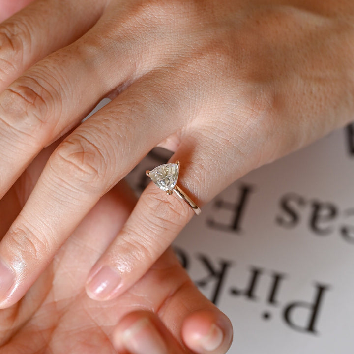 1.0ct-2.0ct Trillion Cut Lab Grown Diamond Solitaire Engagement Ring