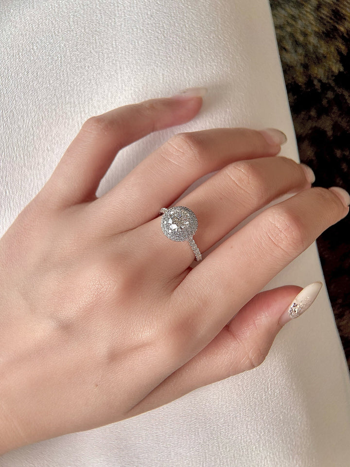 1.0ct-2.0ct Round Cut Lab Grown Double Halo Diamond Engagement Ring