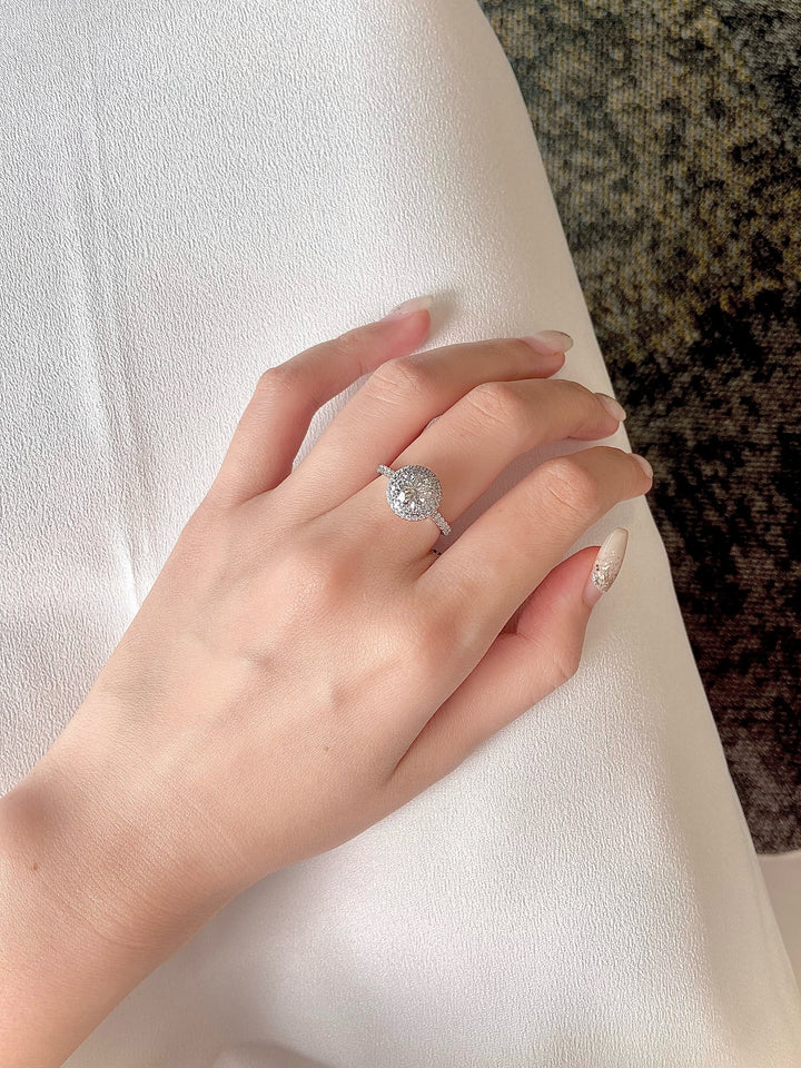 1.0ct-2.0ct Round Cut Lab Grown Double Halo Diamond Engagement Ring