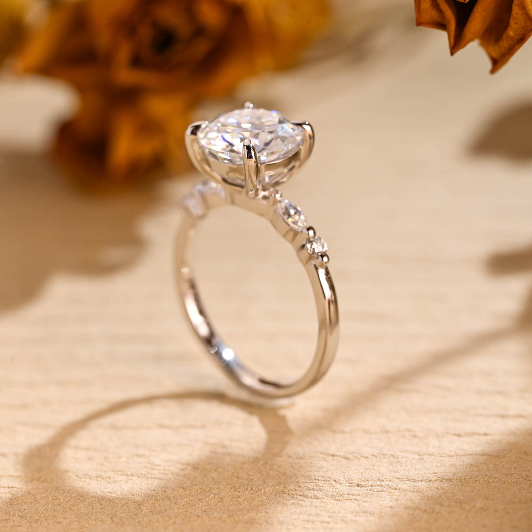 1.50ct-2.50ct Round Cut Lab Grown Diamond Pave Engagement Ring