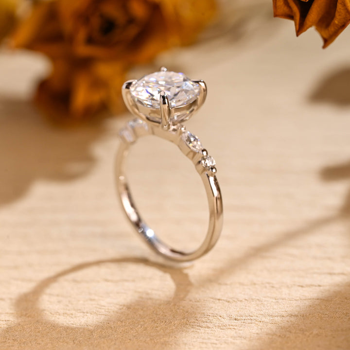 1.50ct-2.50ct Round Cut Lab Grown Diamond Pave Engagement Ring