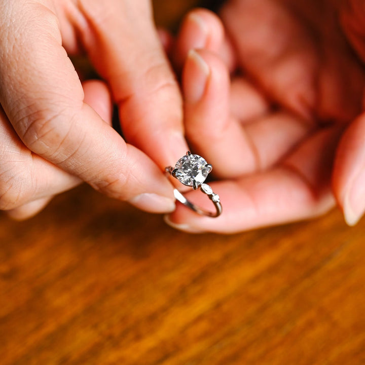 1.50ct-2.50ct Round Cut Lab Grown Diamond Pave Engagement Ring