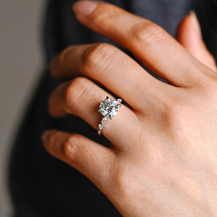 1.50ct-2.50ct Round Cut Lab Grown Diamond Pave Engagement Ring