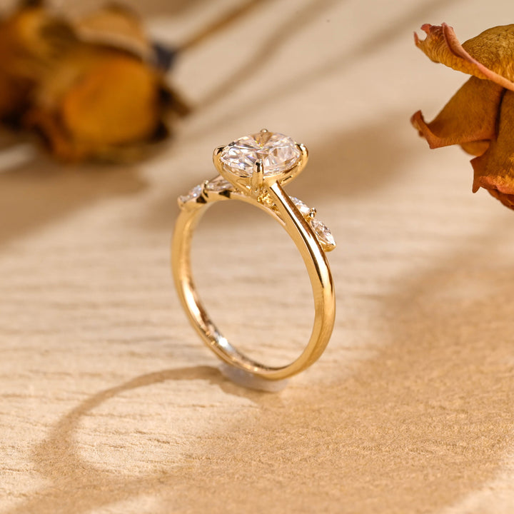 1.50ct-2.50ct Oval Cut Lab Grown Diamond Unique Pave Engagement Ring
