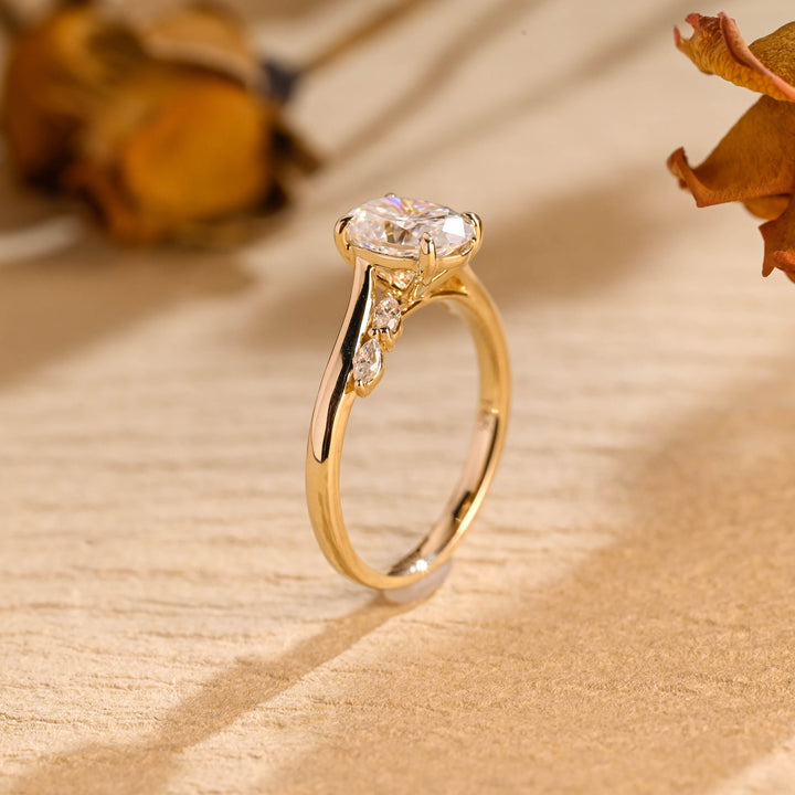 1.50ct-2.50ct Oval Cut Lab Grown Diamond Unique Pave Engagement Ring