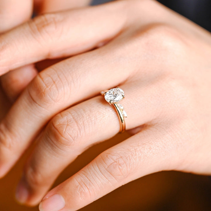 1.50ct-2.50ct Oval Cut Lab Grown Diamond Unique Pave Engagement Ring