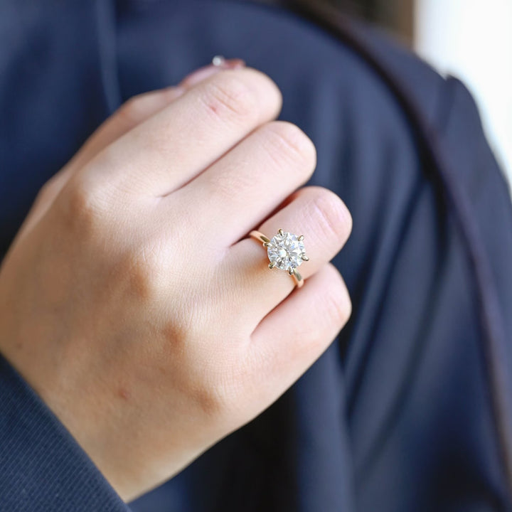 2.0ct-3.0ct Round Cut Lab Grown Diamond Hidden Halo Engagement Ring