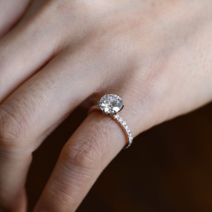 2.0ct-3.0ct Round Cut Lab Grown Diamond Tulip Set Engagement Ring