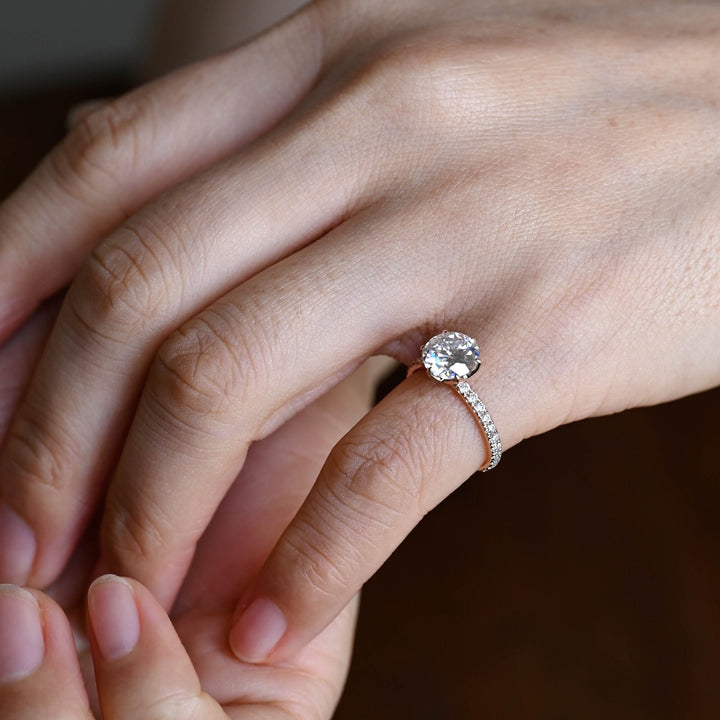 2.0ct-3.0ct Round Cut Lab Grown Diamond Tulip Set Engagement Ring