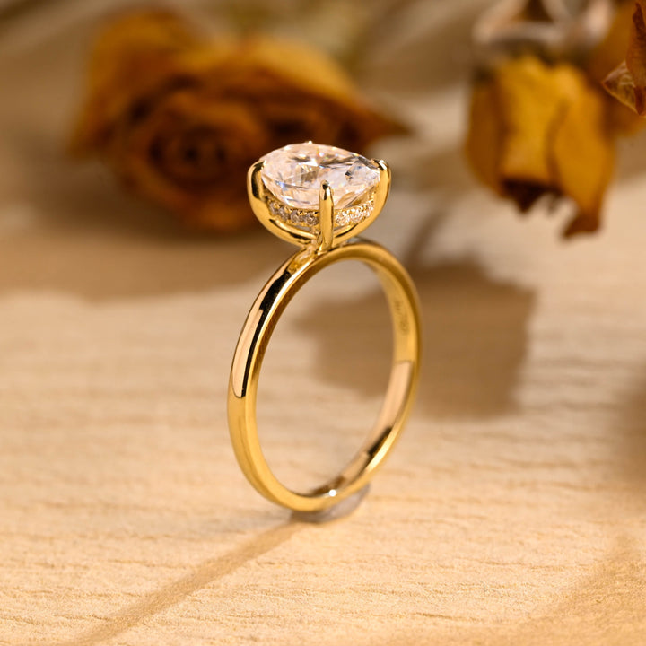 1.50ct-2.50ct Oval Cut Lab Grown Diamond Hidden Halo Engagement Ring