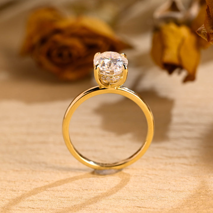 1.50ct-2.50ct Oval Cut Lab Grown Diamond Hidden Halo Engagement Ring