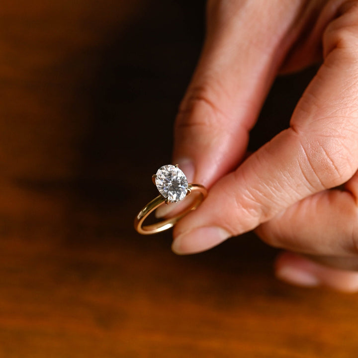 1.50ct-2.50ct Oval Cut Lab Grown Diamond Hidden Halo Engagement Ring